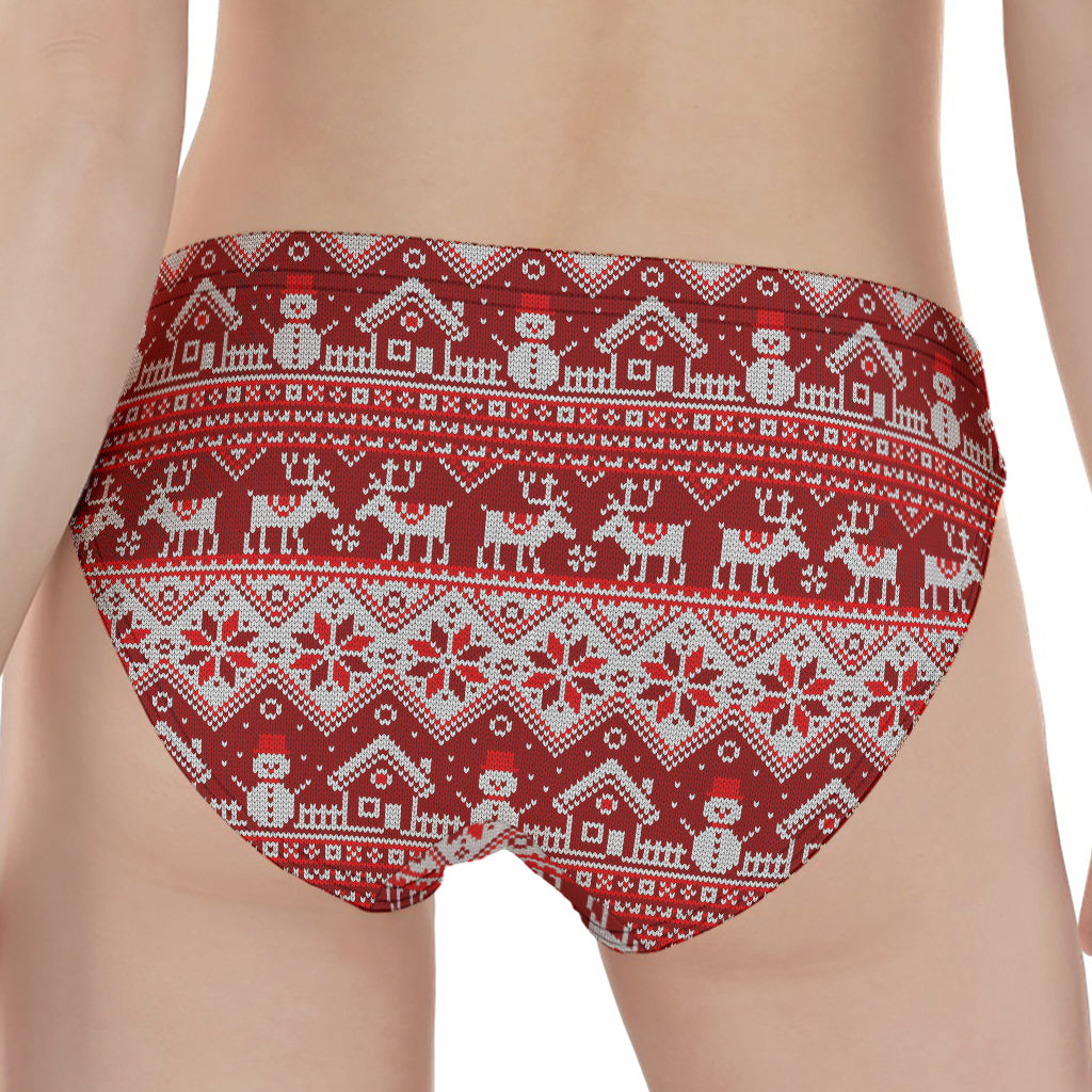 Merry Christmas Knitted Pattern Print Women's Panties