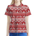 Merry Christmas Knitted Pattern Print Women's Polo Shirt