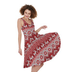 Merry Christmas Knitted Pattern Print Women's Sleeveless Dress