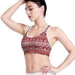 Merry Christmas Knitted Pattern Print Women's Sports Bra