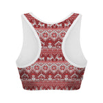 Merry Christmas Knitted Pattern Print Women's Sports Bra