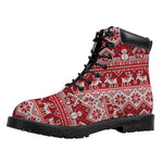 Merry Christmas Knitted Pattern Print Work Boots