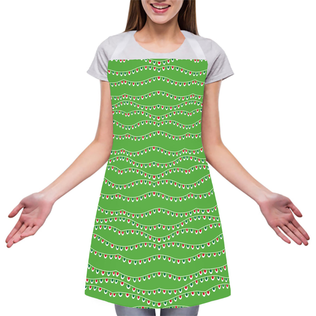 Merry Christmas Lights Pattern Print Adjustable Apron