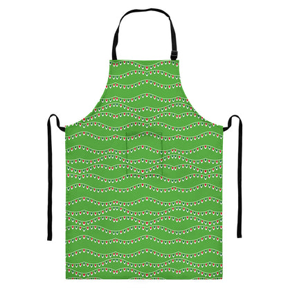 Merry Christmas Lights Pattern Print Bib Apron With Pocket