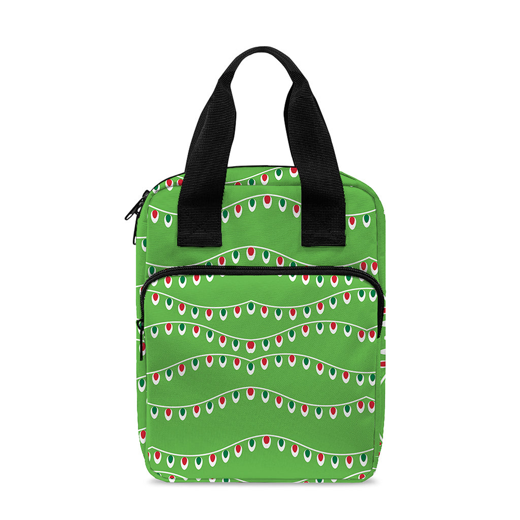 Merry Christmas Lights Pattern Print Bible Tote Bag