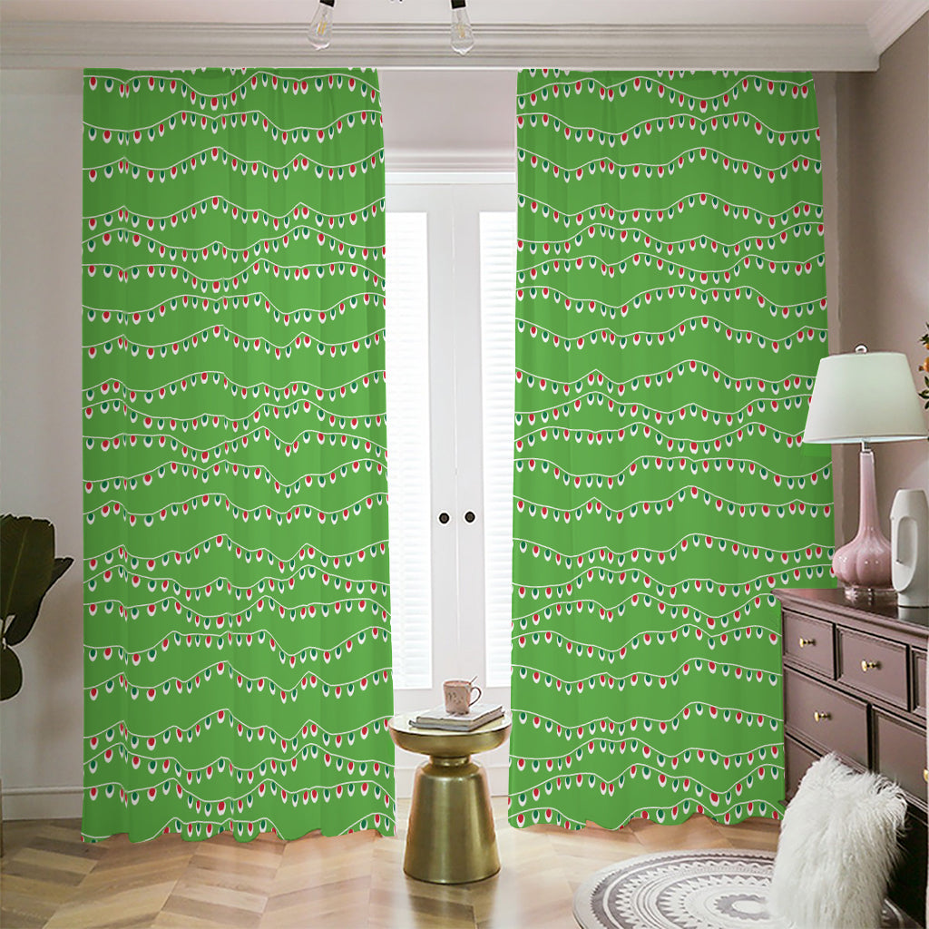 Merry Christmas Lights Pattern Print Blackout Pencil Pleat Curtains