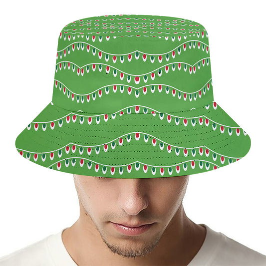 Merry Christmas Lights Pattern Print Bucket Hat