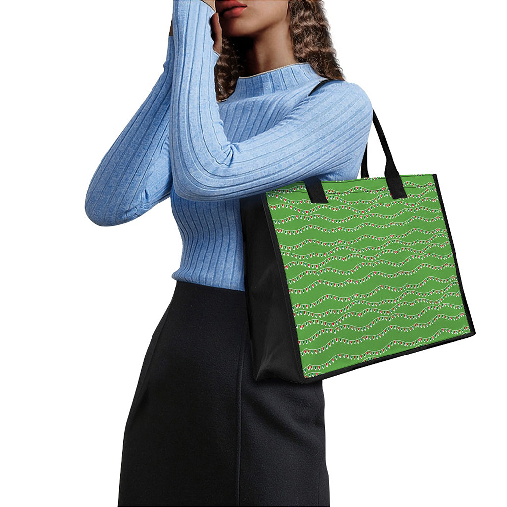 Merry Christmas Lights Pattern Print Canvas Tote Bag