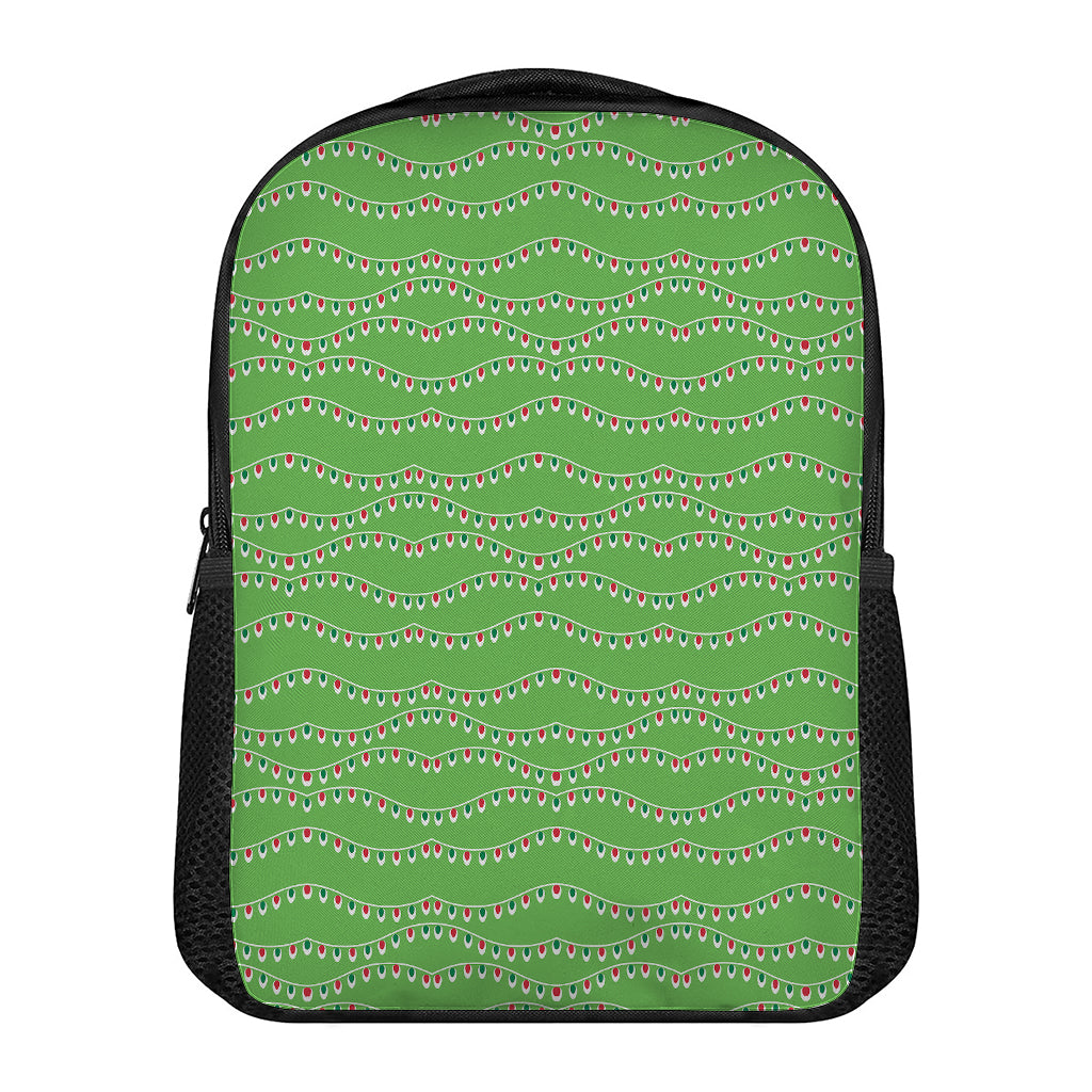 Merry Christmas Lights Pattern Print Casual Backpack