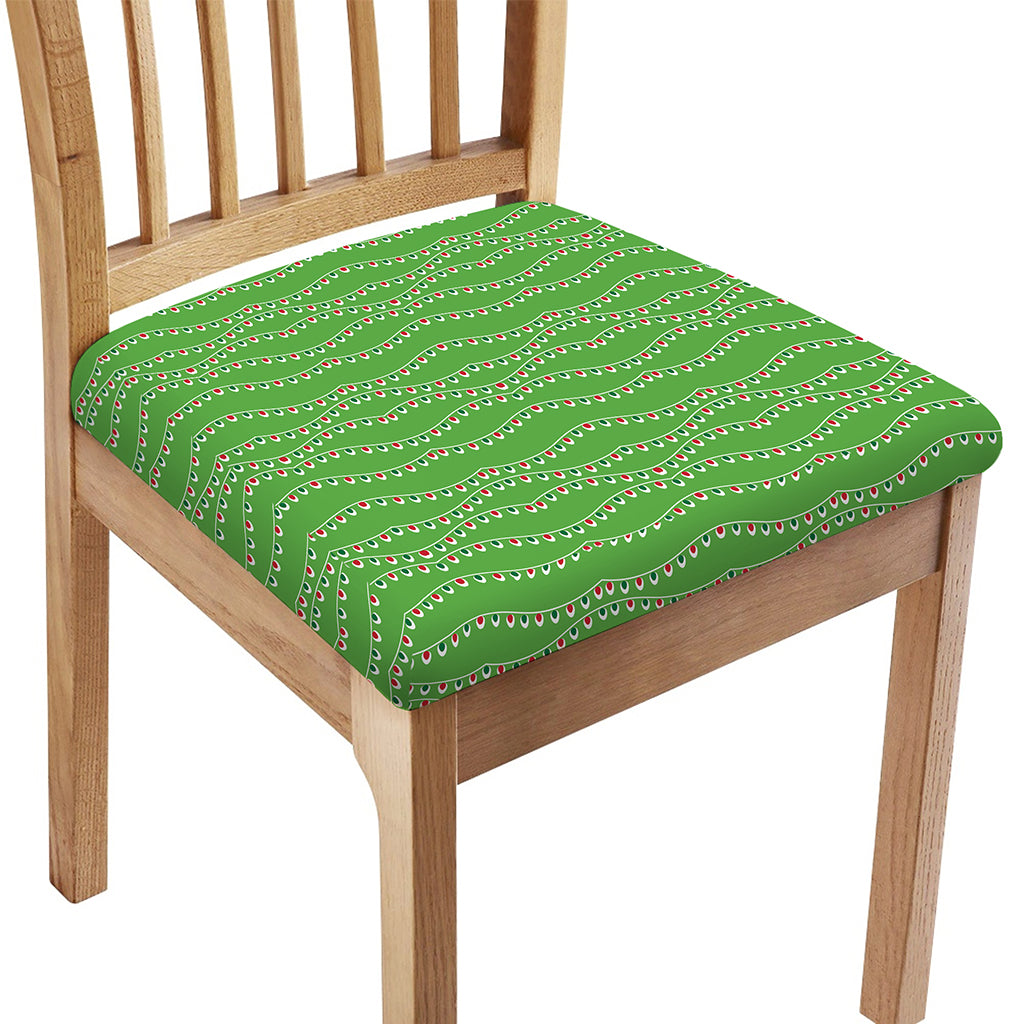 Merry Christmas Lights Pattern Print Chair Cushion Cover