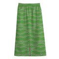 Merry Christmas Lights Pattern Print Cotton Front Slit Maxi Skirt