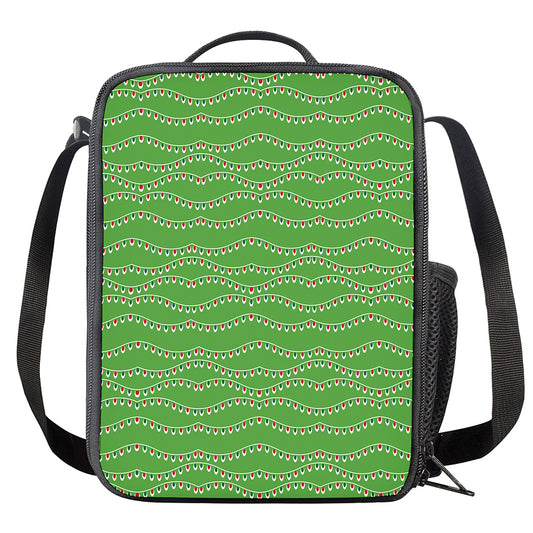 Merry Christmas Lights Pattern Print Crossbody Lunch Bag