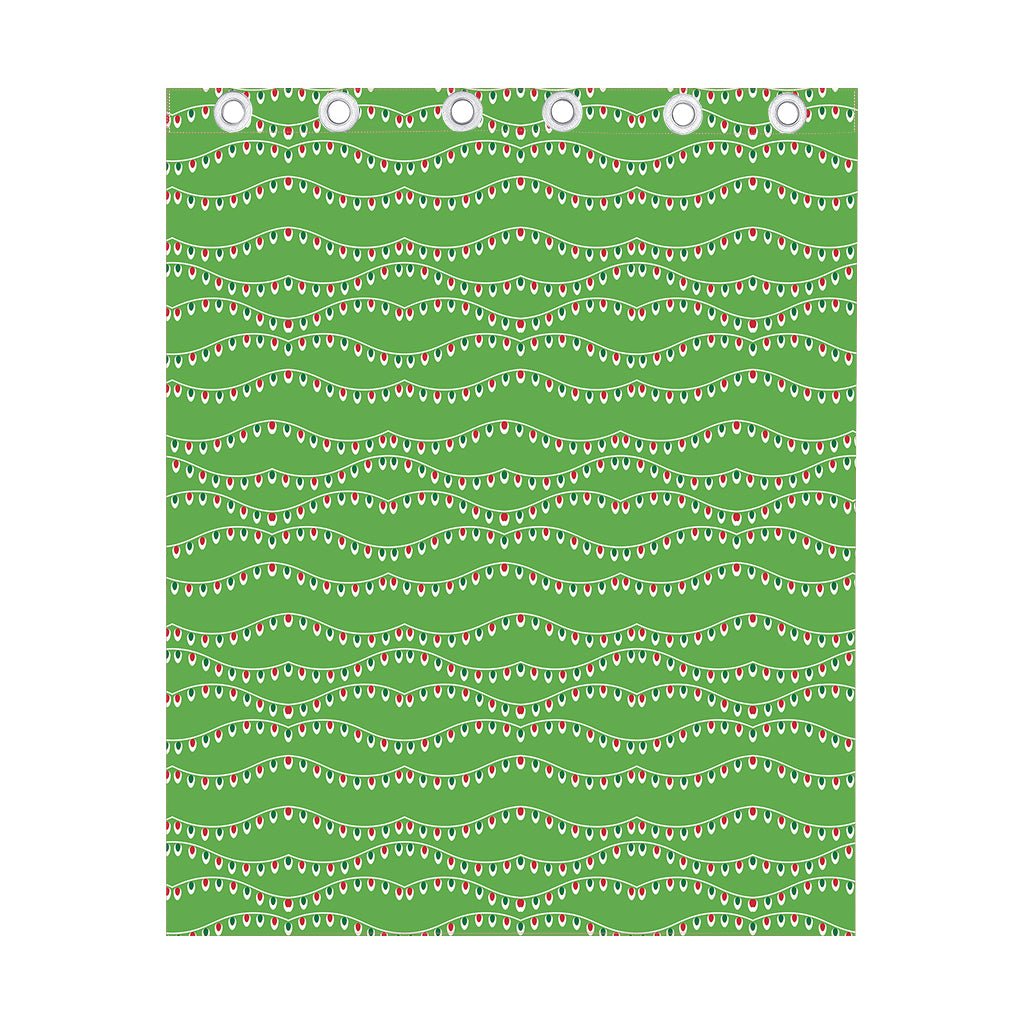 Merry Christmas Lights Pattern Print Curtain