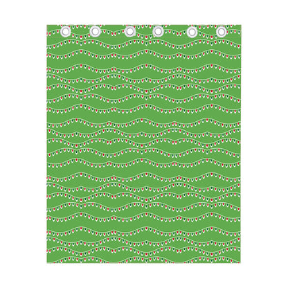 Merry Christmas Lights Pattern Print Curtain