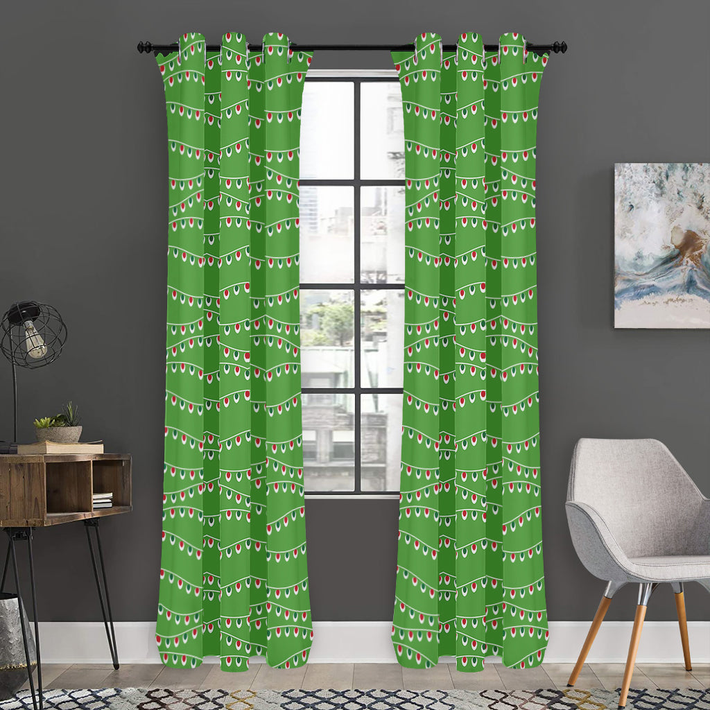 Merry Christmas Lights Pattern Print Curtain