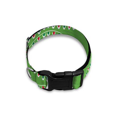 Merry Christmas Lights Pattern Print Dog Collar