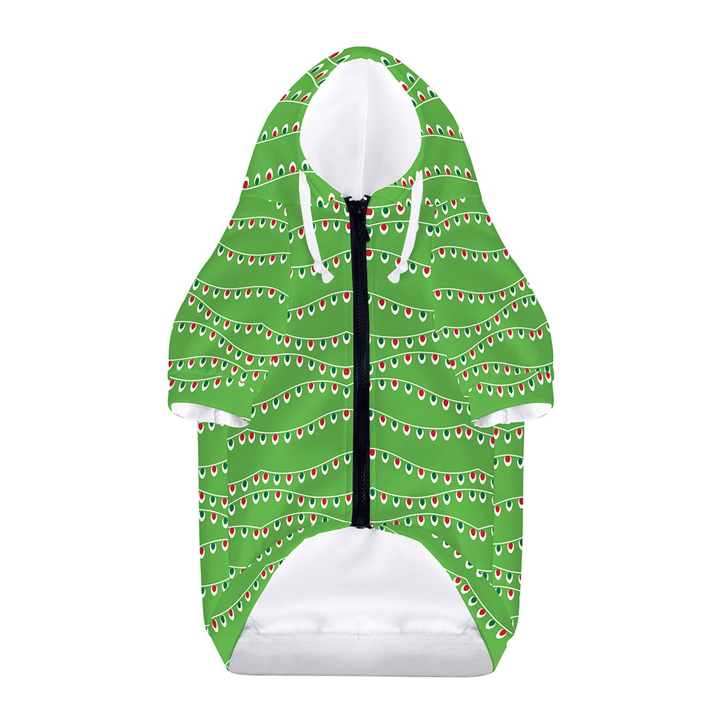 Merry Christmas Lights Pattern Print Dog Zip Up Hoodie