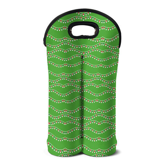 Merry Christmas Lights Pattern Print Double Neoprene Wine Tote