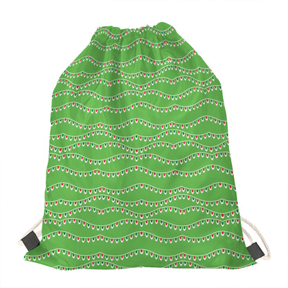 Merry Christmas Lights Pattern Print Drawstring Bag