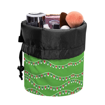 Merry Christmas Lights Pattern Print Drawstring Makeup Bag