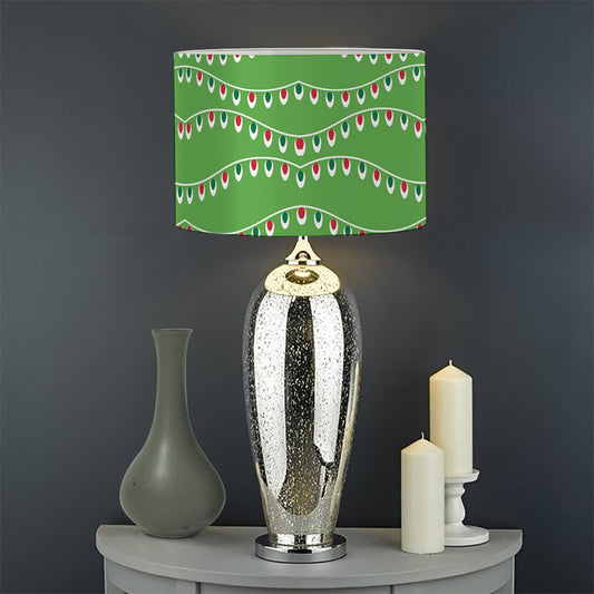 Merry Christmas Lights Pattern Print Drum Lamp Shade