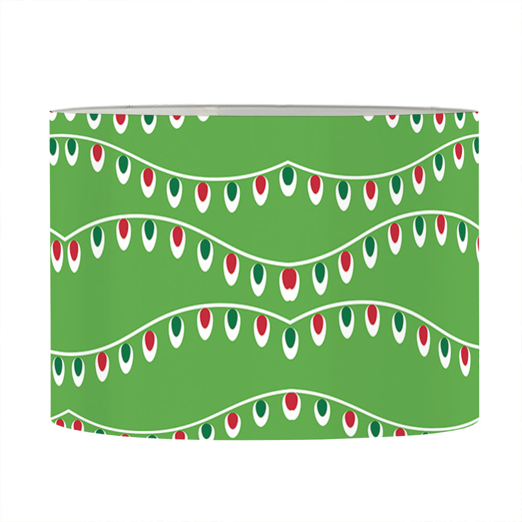 Merry Christmas Lights Pattern Print Drum Lamp Shade