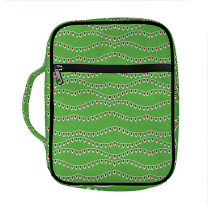 Merry Christmas Lights Pattern Print Front Pocket Bible Bag