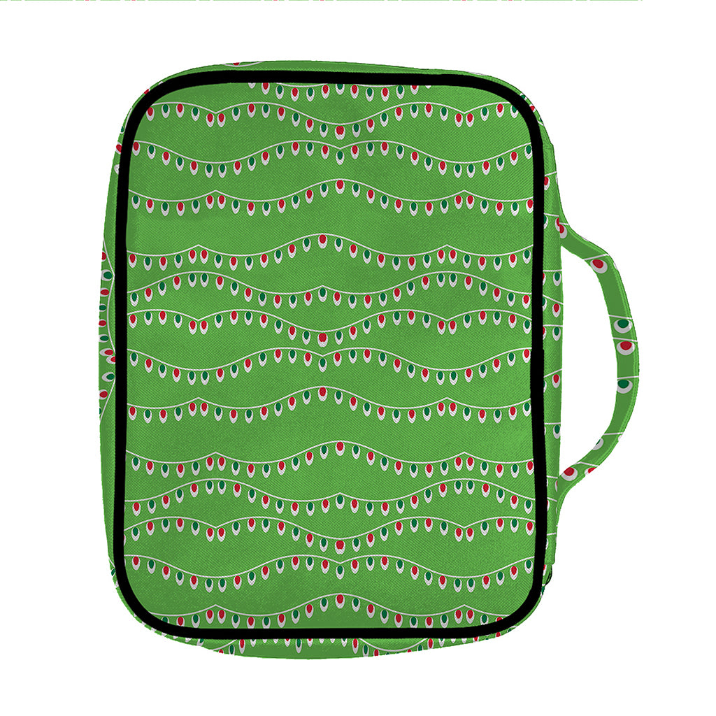 Merry Christmas Lights Pattern Print Front Pocket Bible Bag