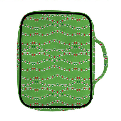 Merry Christmas Lights Pattern Print Front Pocket Bible Bag