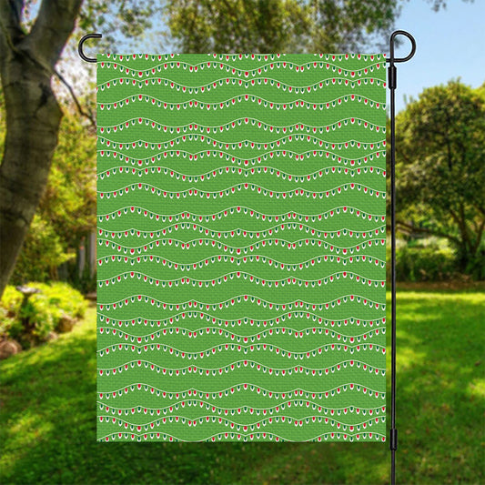 Merry Christmas Lights Pattern Print Garden Flag