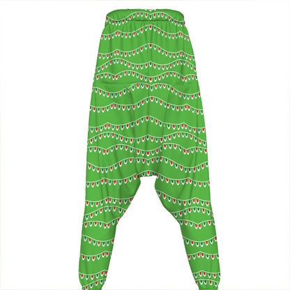 Merry Christmas Lights Pattern Print Hammer Pants