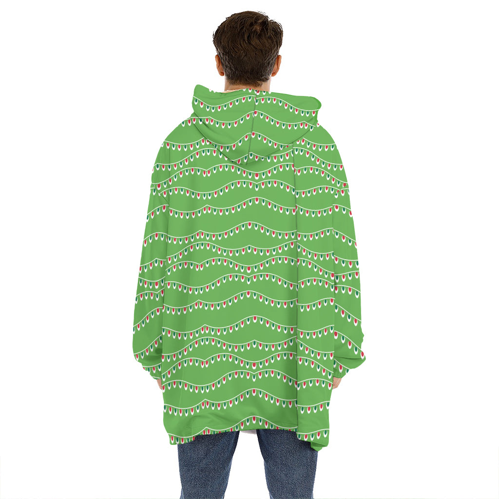Merry Christmas Lights Pattern Print Hoodie Blanket