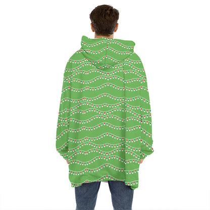 Merry Christmas Lights Pattern Print Hoodie Blanket