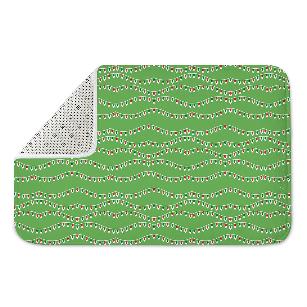 Merry Christmas Lights Pattern Print Indoor Door Mat