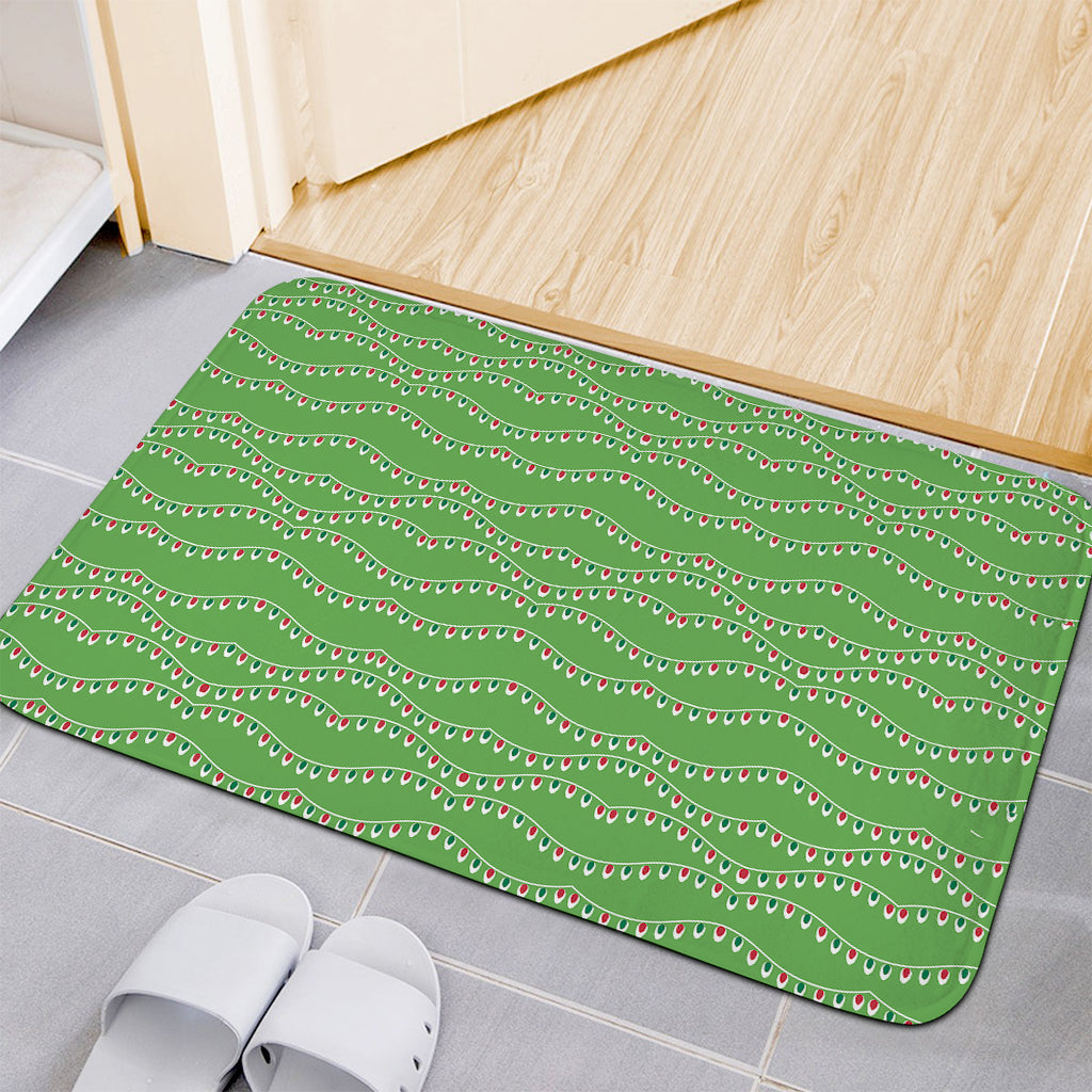 Merry Christmas Lights Pattern Print Indoor Door Mat