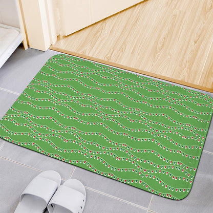 Merry Christmas Lights Pattern Print Indoor Door Mat