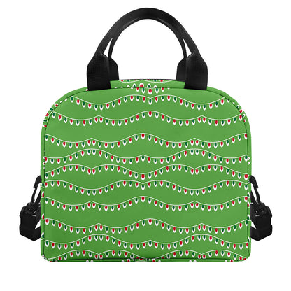 Merry Christmas Lights Pattern Print Insulated Lunch Bag
