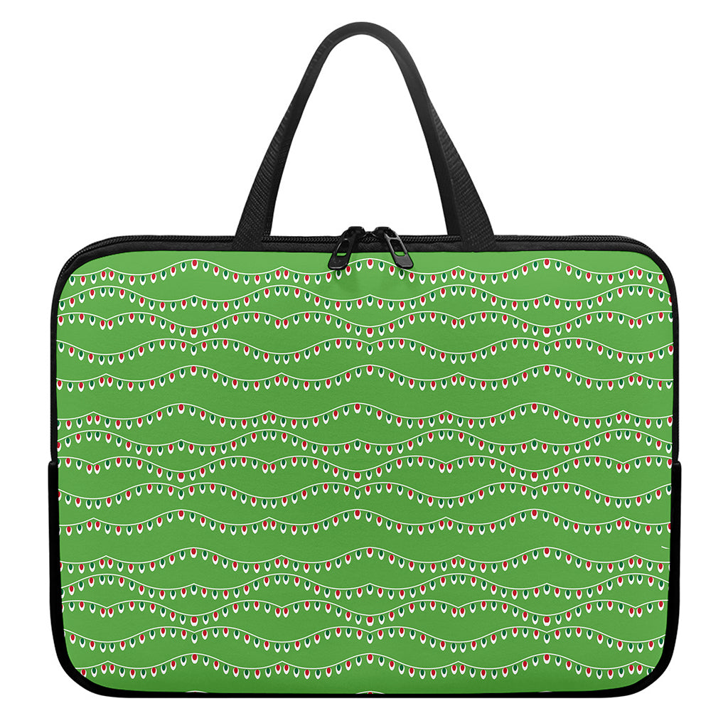 Merry Christmas Lights Pattern Print Laptop Sleeve With Handle