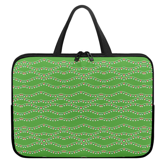 Merry Christmas Lights Pattern Print Laptop Sleeve With Handle