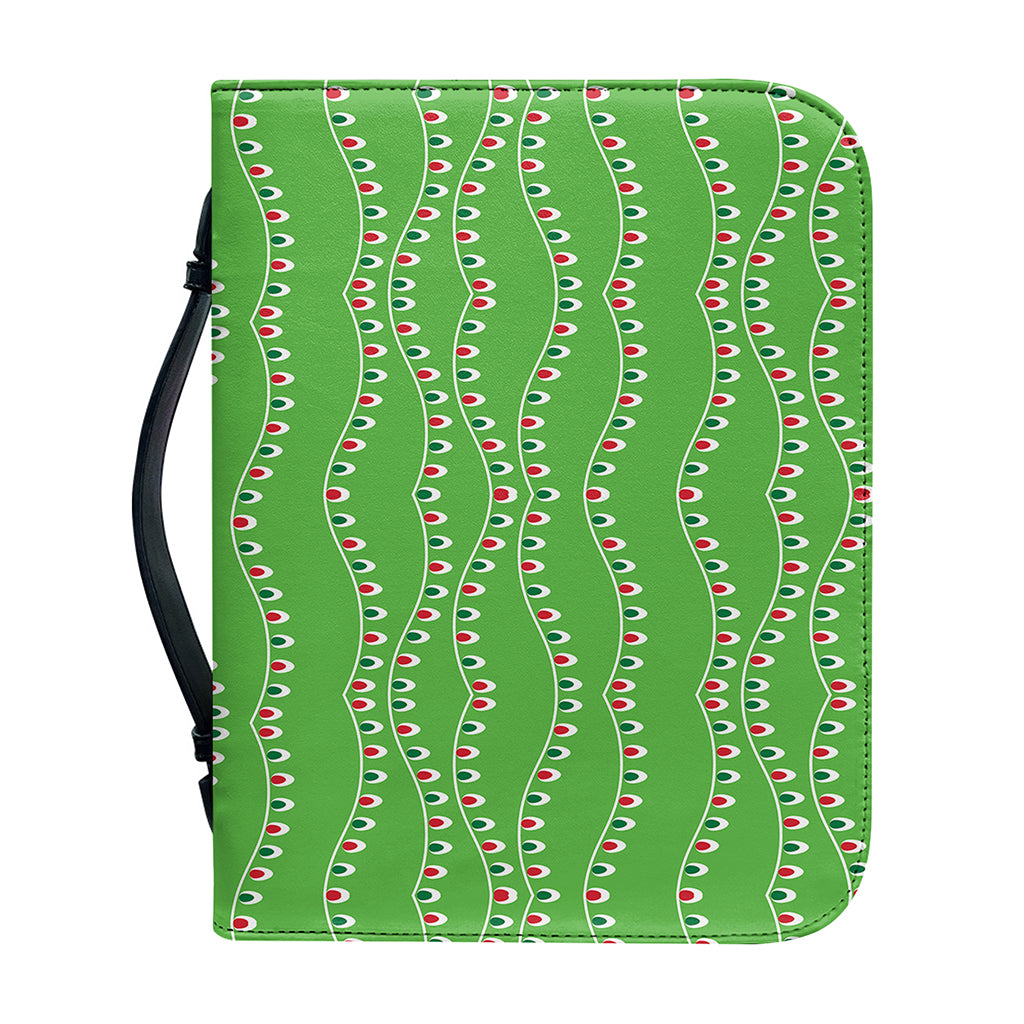 Merry Christmas Lights Pattern Print Leather Bible Cover