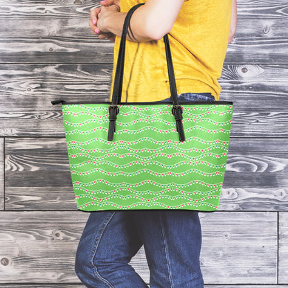 Merry Christmas Lights Pattern Print Leather Tote Bag