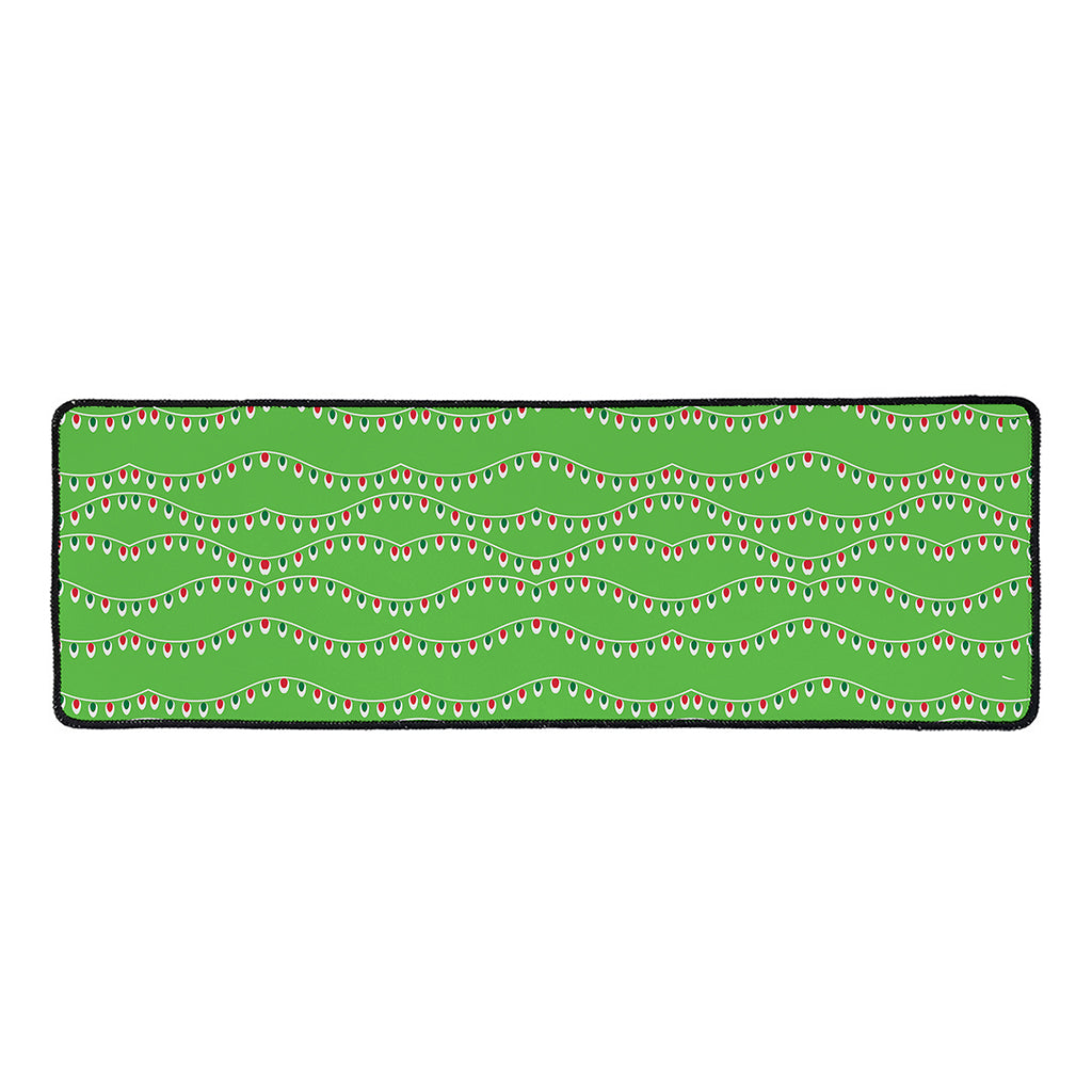 Merry Christmas Lights Pattern Print Long Kitchen Mat