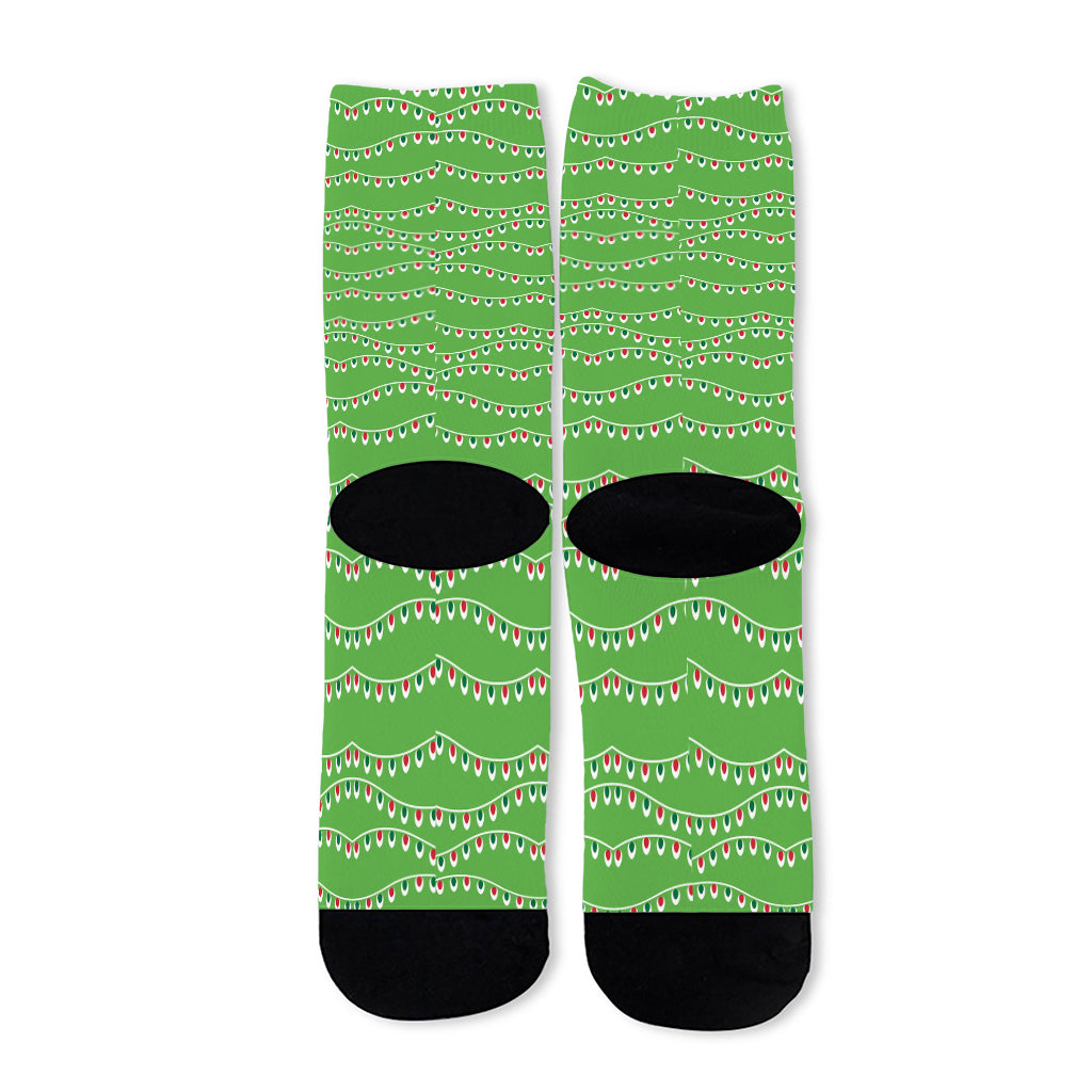 Merry Christmas Lights Pattern Print Long Socks