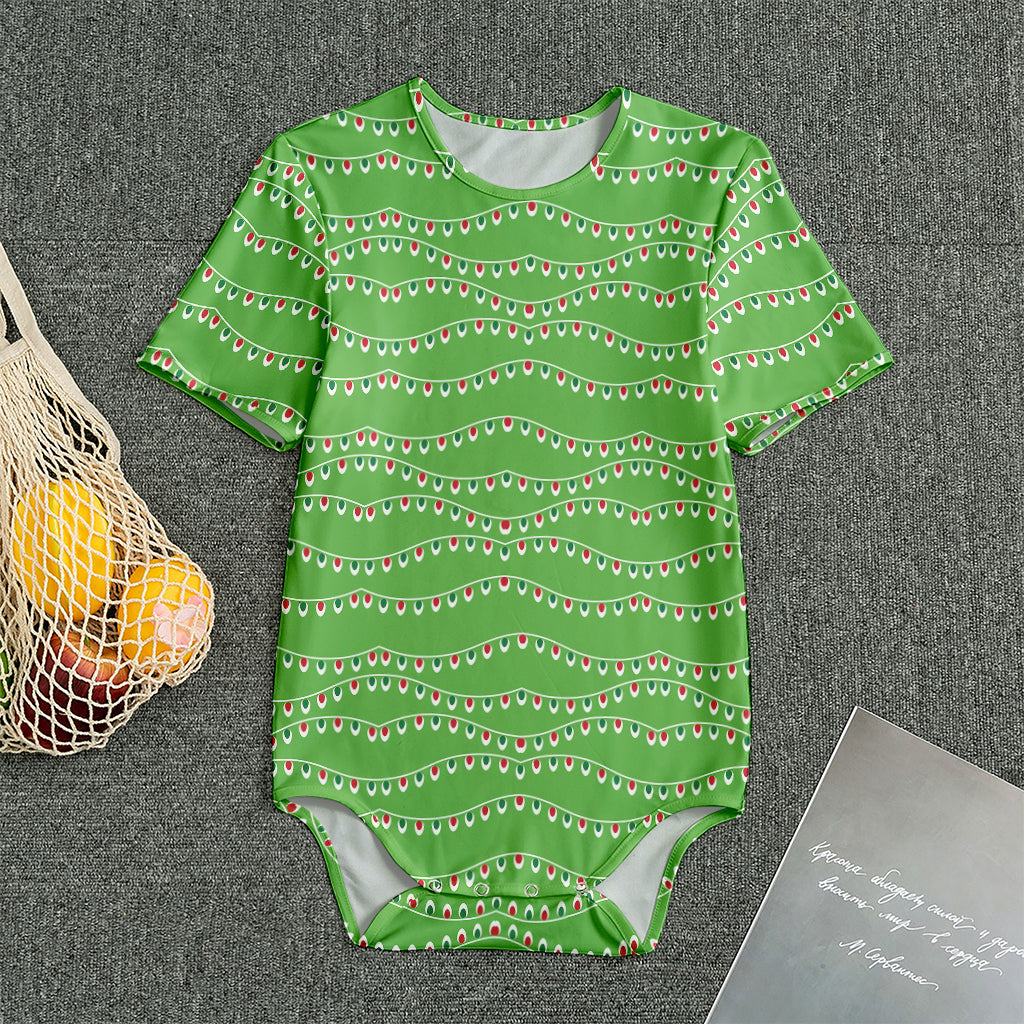 Merry Christmas Lights Pattern Print Men's Bodysuit