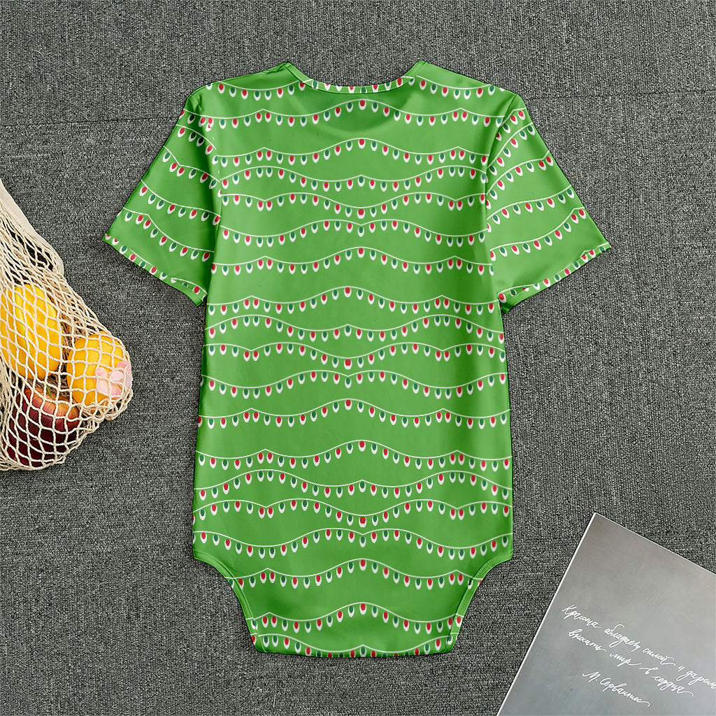 Merry Christmas Lights Pattern Print Men's Bodysuit