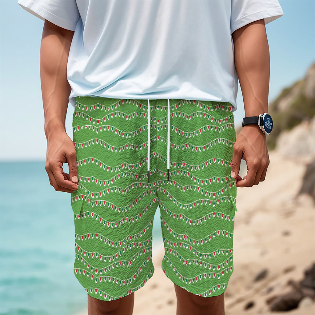Merry Christmas Lights Pattern Print Men's Cargo Shorts