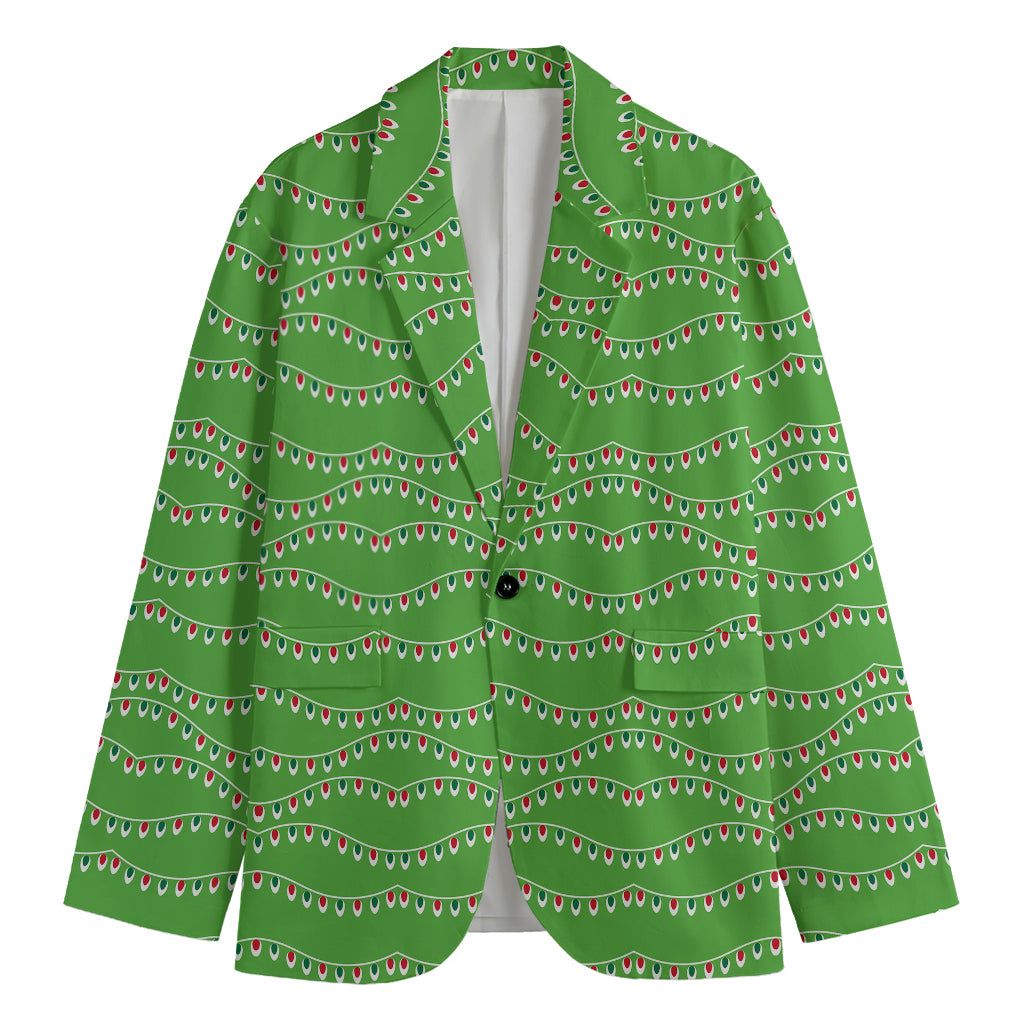 Merry Christmas Lights Pattern Print Men's Cotton Blazer