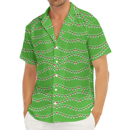 Merry Christmas Lights Pattern Print Men's Deep V-Neck Shirt