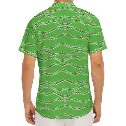 Merry Christmas Lights Pattern Print Men's Deep V-Neck Shirt