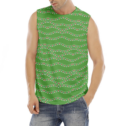 Merry Christmas Lights Pattern Print Men's Fitness Tank Top